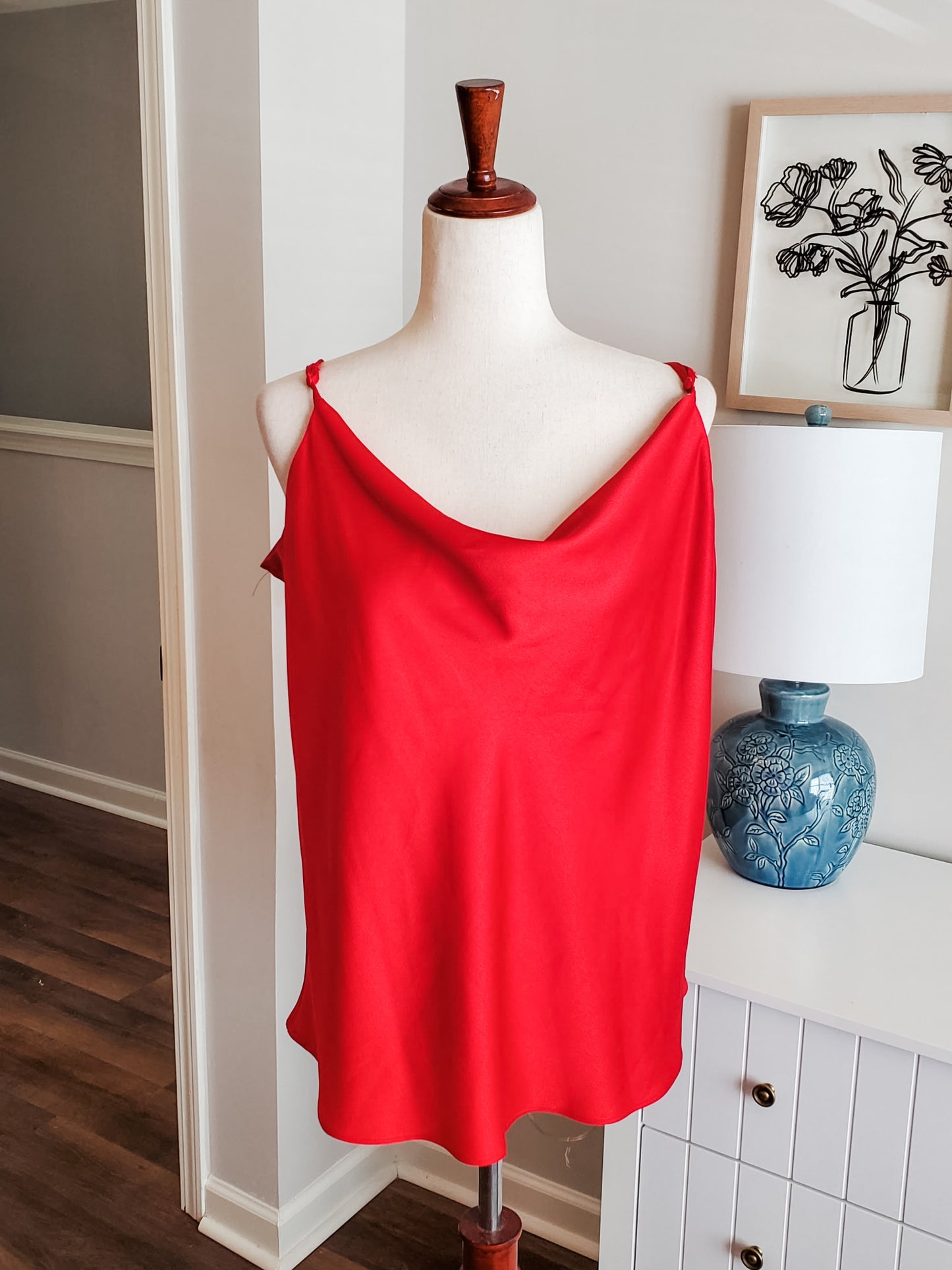 Red Satin Tank XL