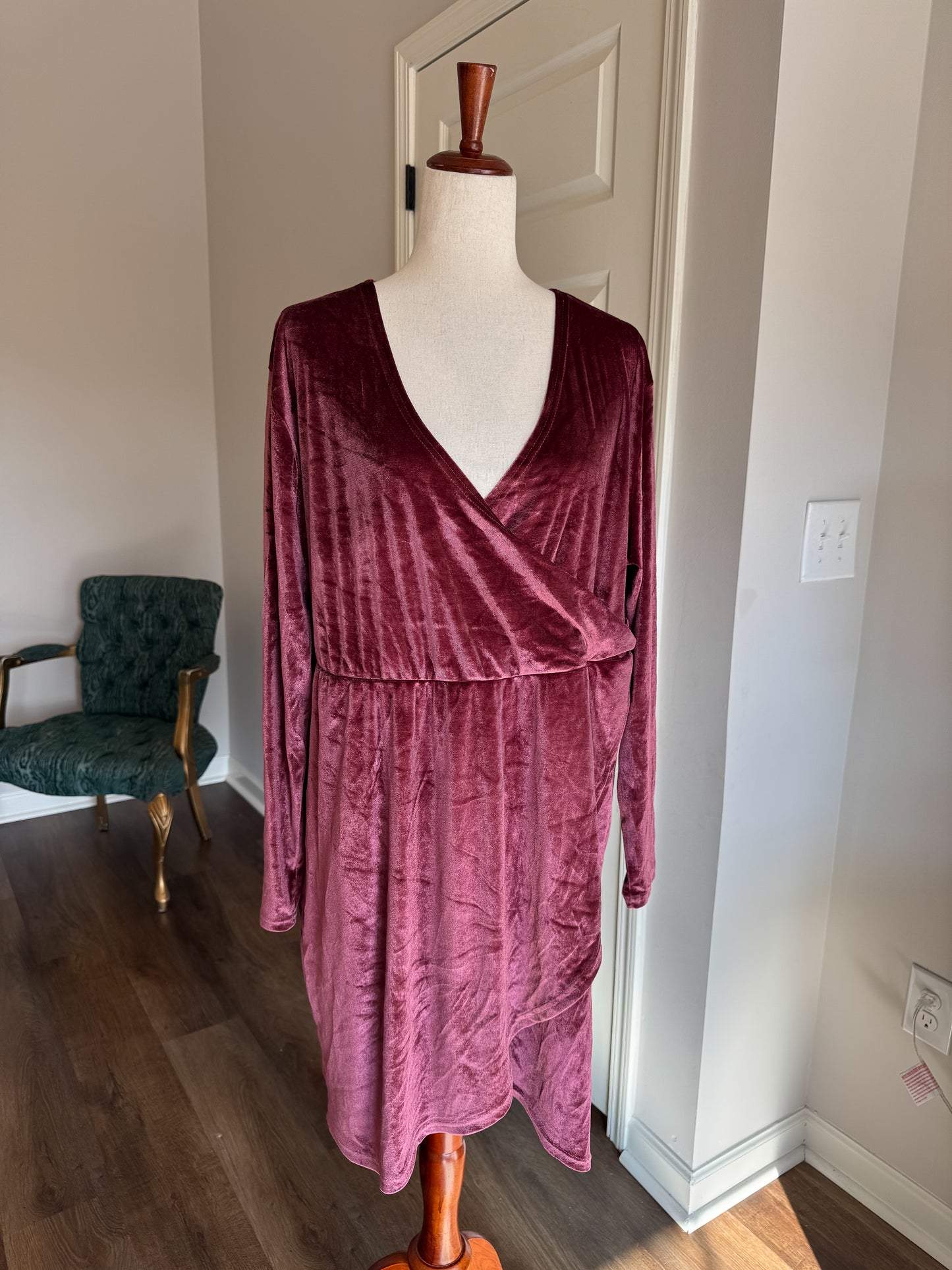 NWT Maroon Velvet Dress XL