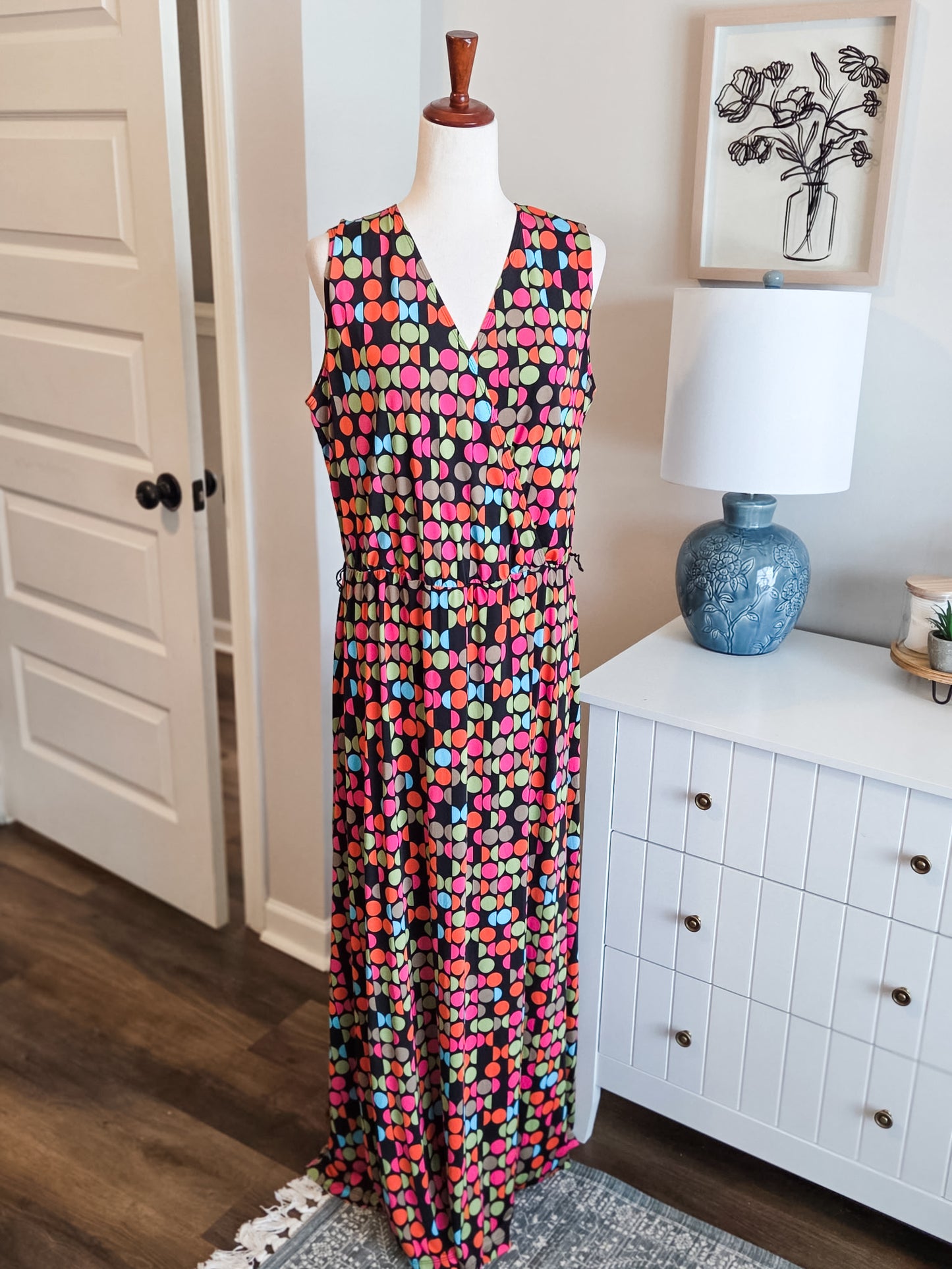 Multi Color Print Maxi Dress XL