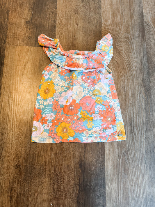 Teal Pink Orange Floral Top 4T