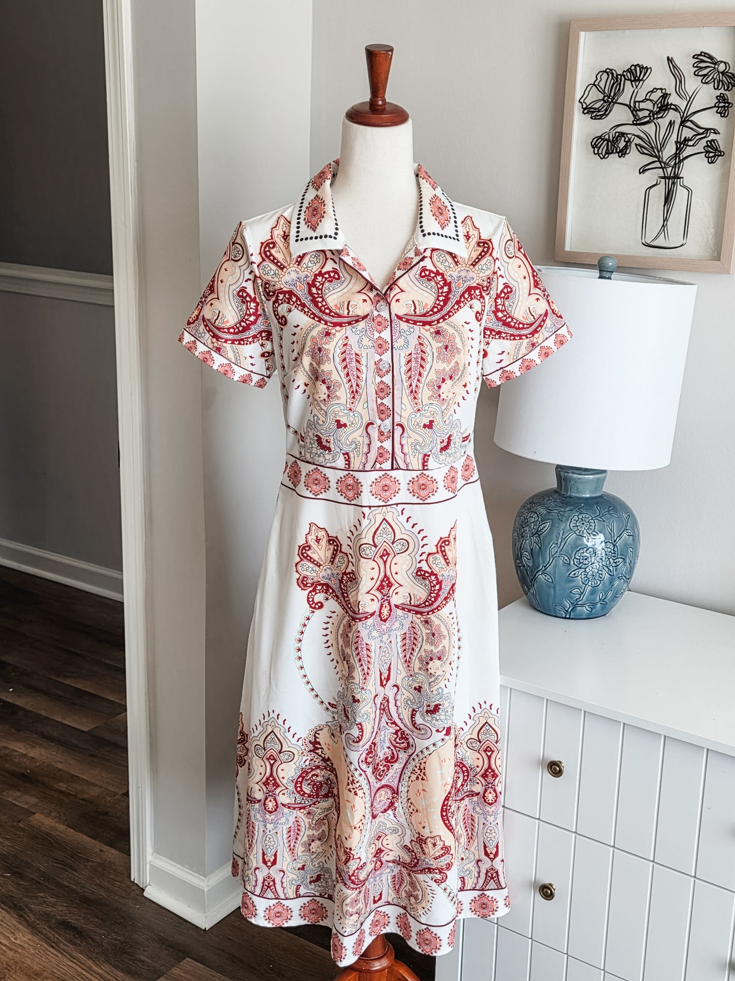 White Multi Color Print Dress XS/S