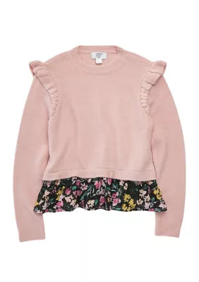 Pink Floral Hem Sweater Youth XL