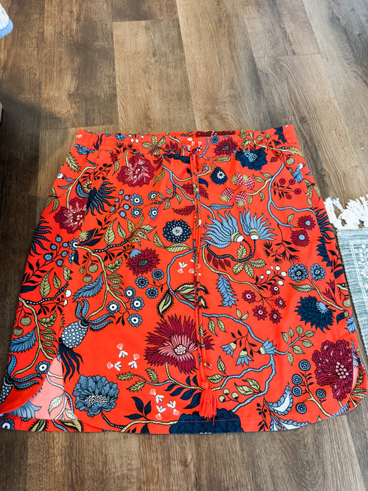 Red Floral Skirt XL
