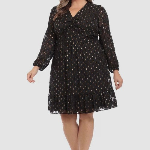 Black Gold Shimmery Dress 18W