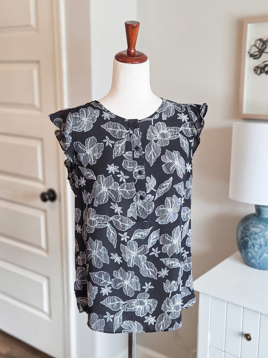 Black Floral Blouse S