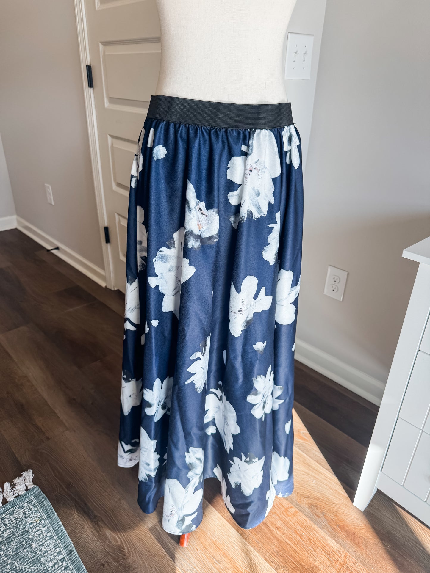 Navy Floral Maxi Skirt