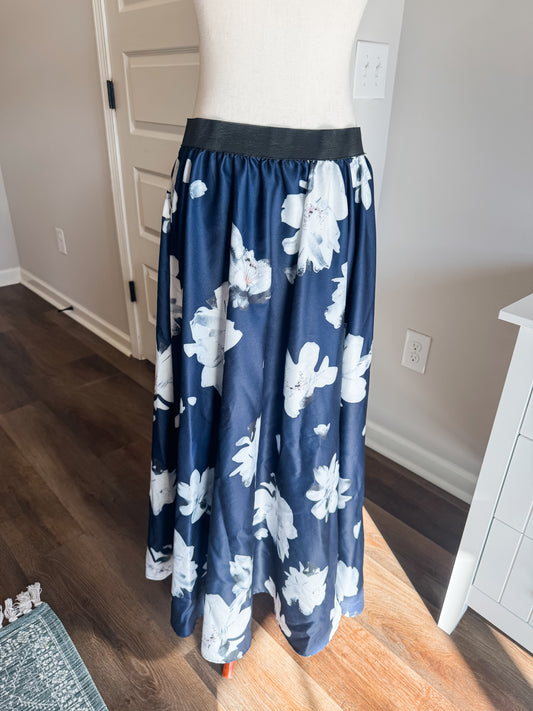 Navy Floral Maxi Skirt