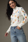 White Embroidered Cropped Sweater XL