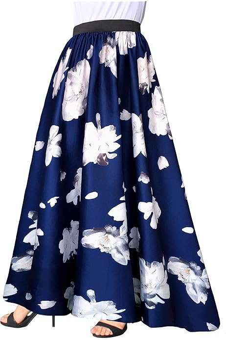 Navy Floral Maxi Skirt