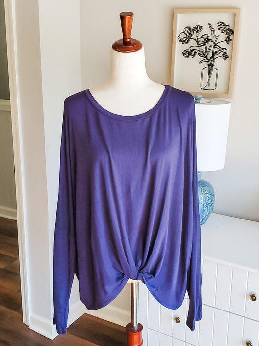 NEW Navy Tie Front Top 1X