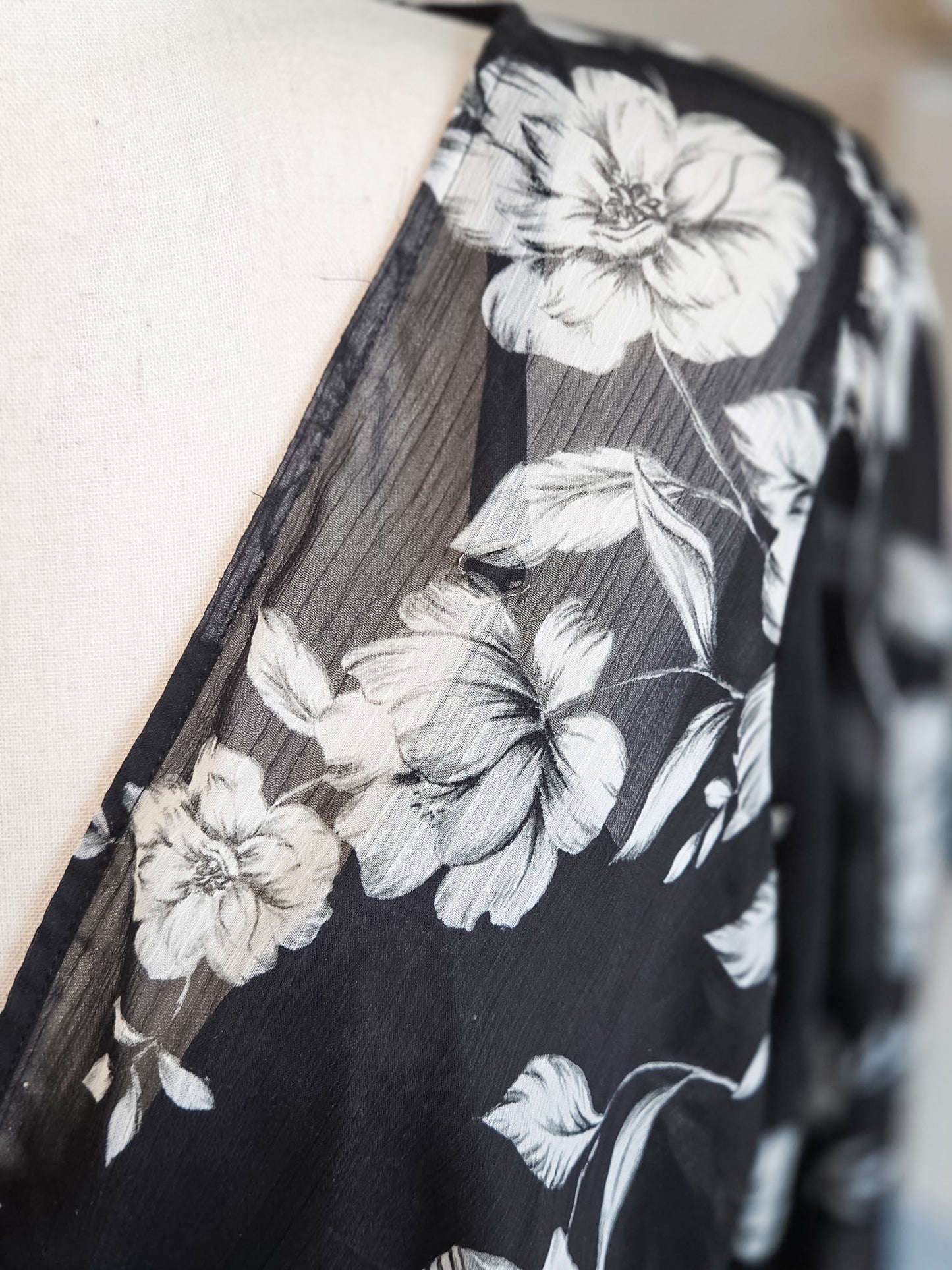 Black Gray Floral Maxi Dress 18W