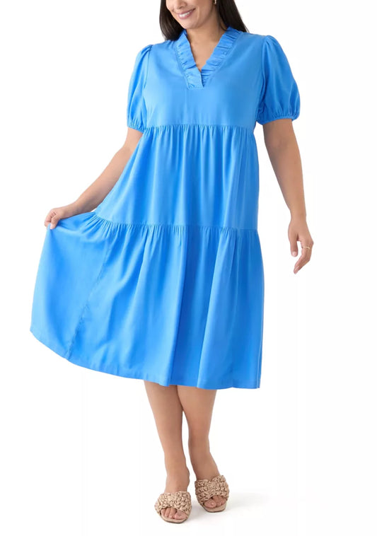 Blue Tiered Midi Dress XL