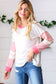 Oatmeal Pink Print Sleeve Top 2X