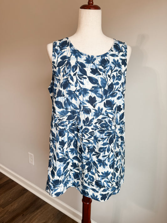 Blue White Floral Tank MP