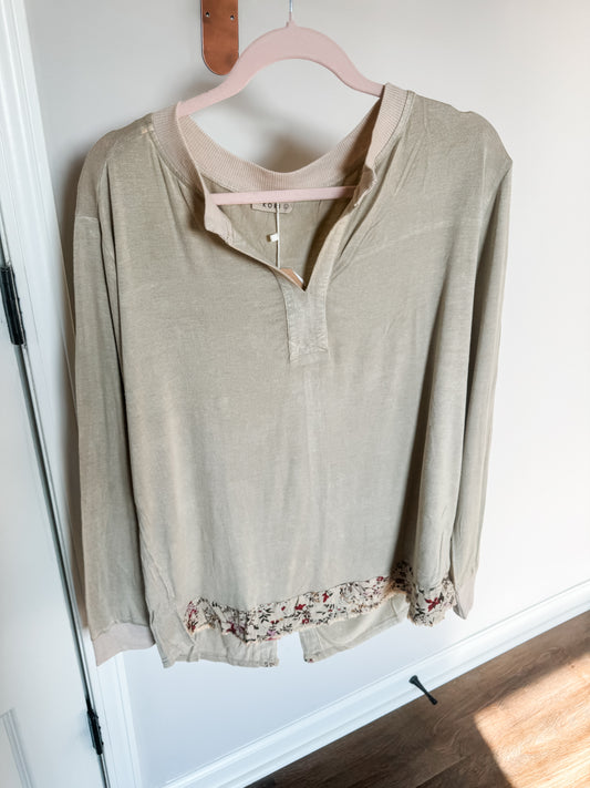 Tan Floral Hem Top