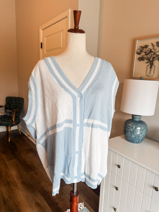 NEW Blue White Sweater Vest 2X