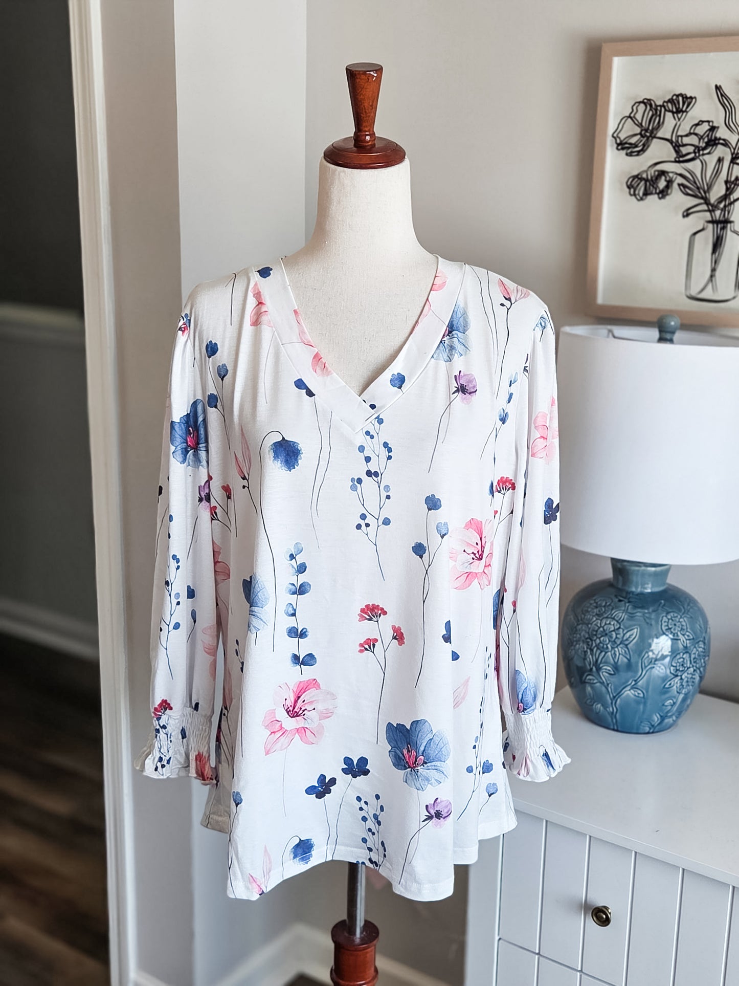 White Floral Top XL