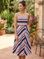 Blue Pink Striped Dress S/M