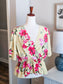 Yellow Floral V Neck Top L