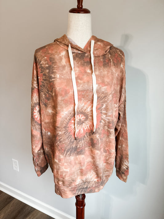 Brown Orange Tie Dye Hoodie S