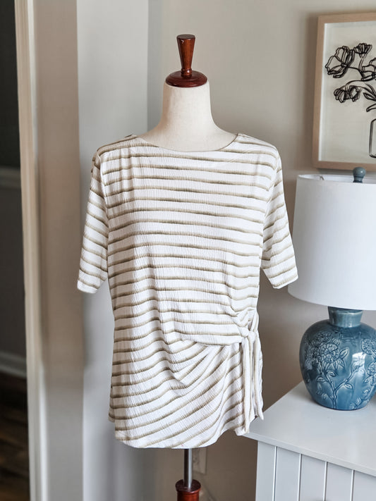 Tan White Striped Top M