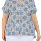 Blue Black White Print Top L