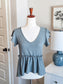 Dusty Green Waffle Knit Top S