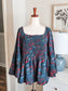 Teal Rust Navy Print Top 2X