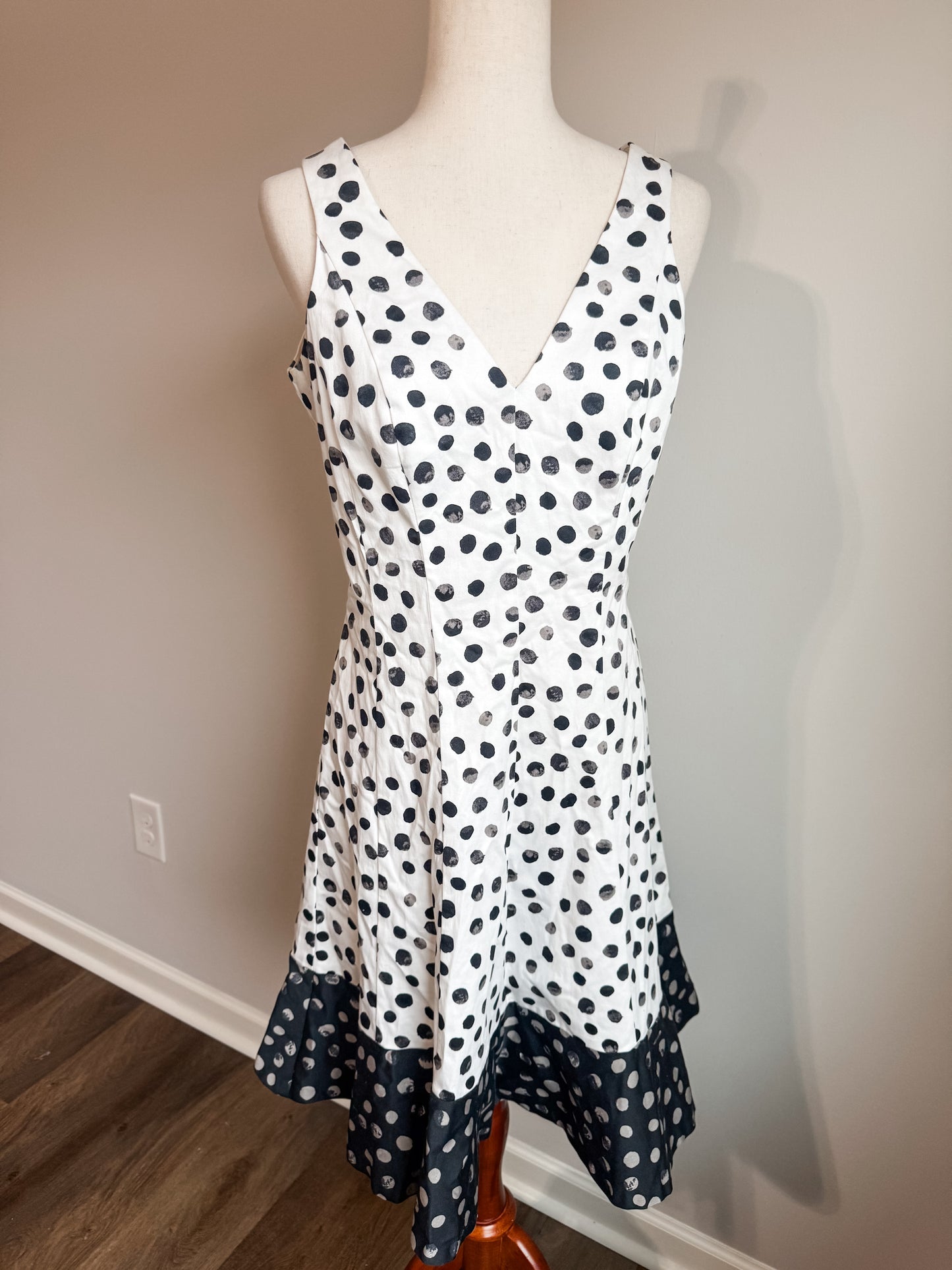 Black Gray White Polka Dot Dress 8