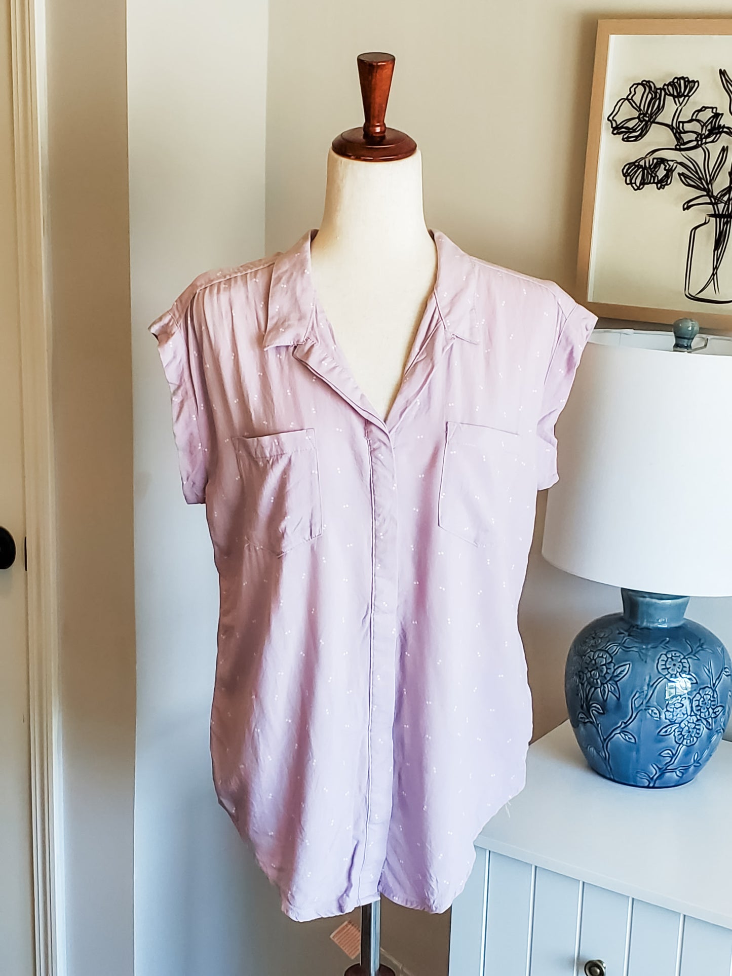 Purple Print Button Up M