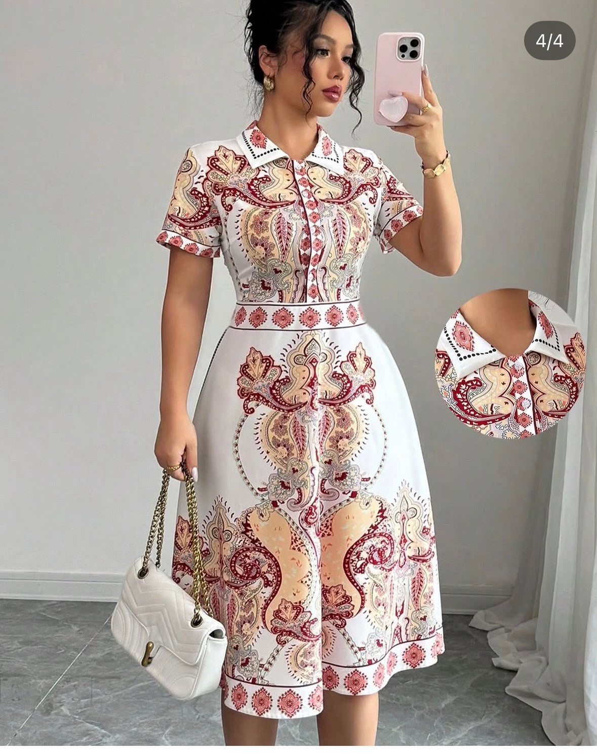 White Multi Color Print Dress XS/S