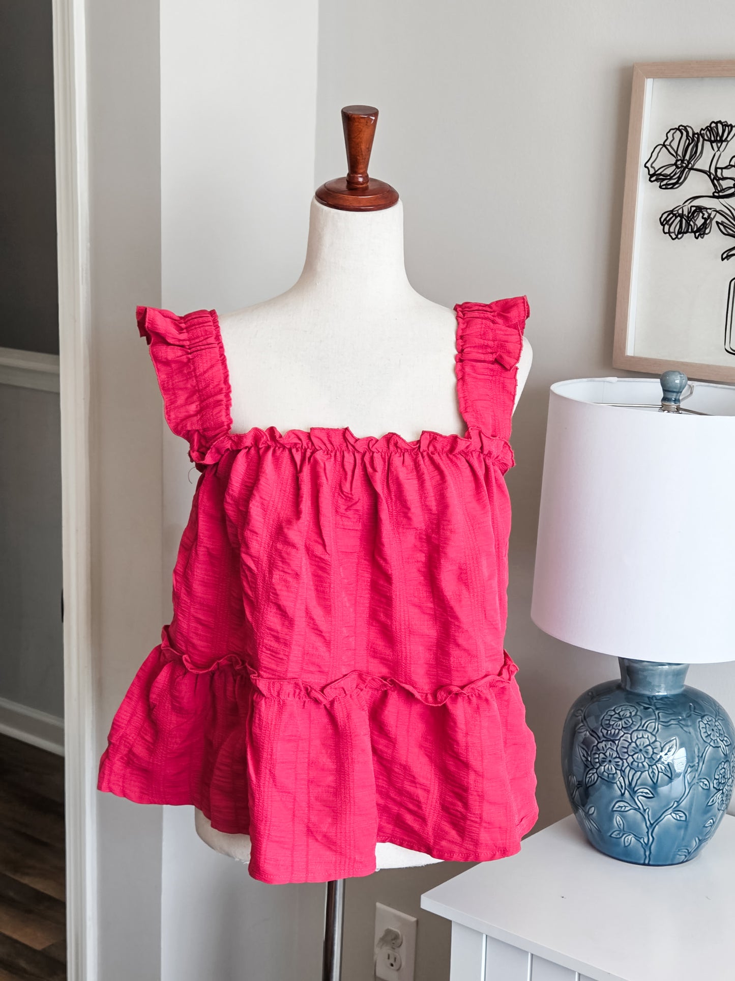 Pink Ruffled Tank XL