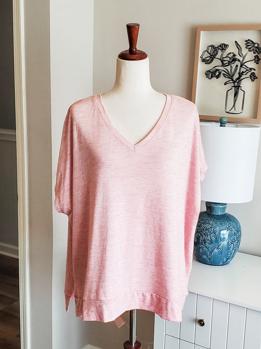 Pink V Neck Top XL