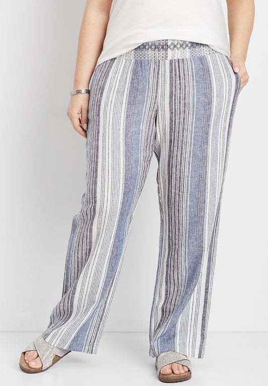 Blue White Striped Pants S