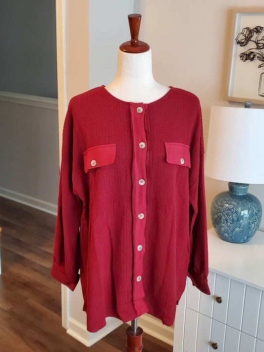 NEW Textured “Shacket” :: Red+Black