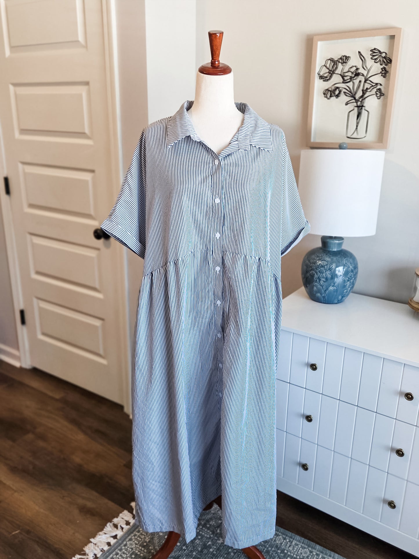 Gray Striped Dress XL-1X