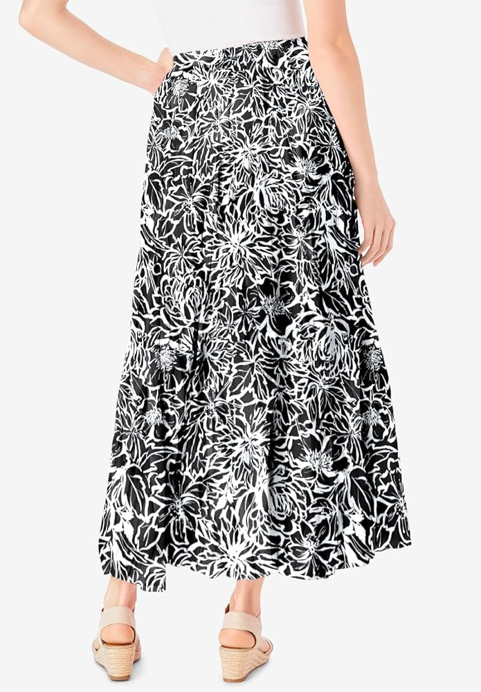 Black White Floral Skirt 12