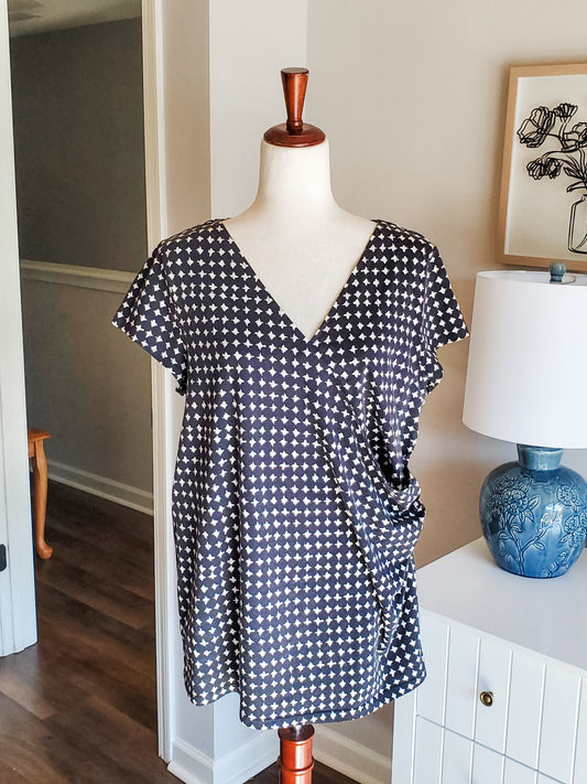 Black White Print Top XXL