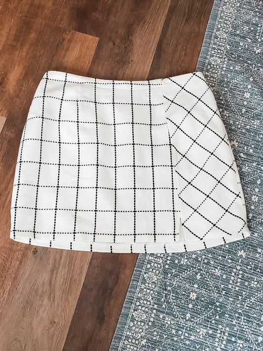 Cream Black Checked Skirt 18W