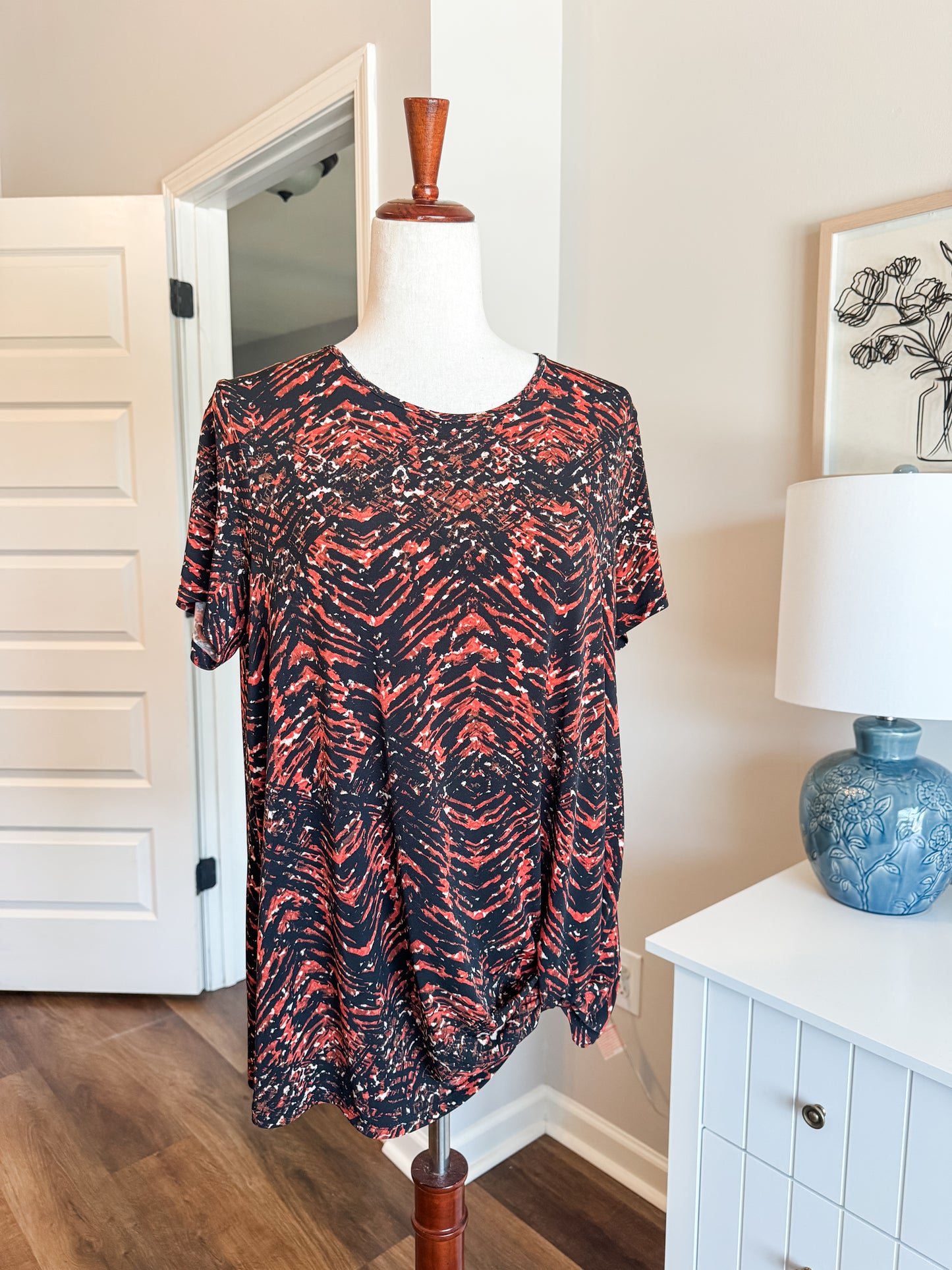 NWT Black Brown Orange Top M