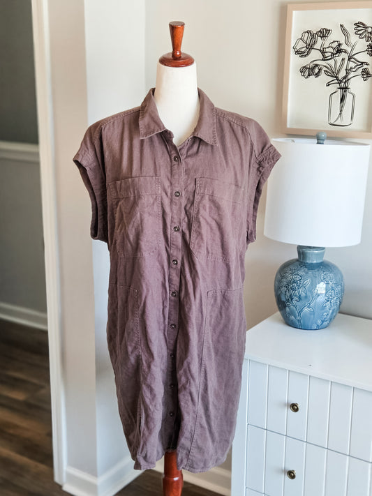 Brown Button Down Dress XXL