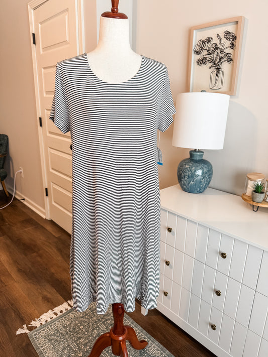Black White Striped Dress M