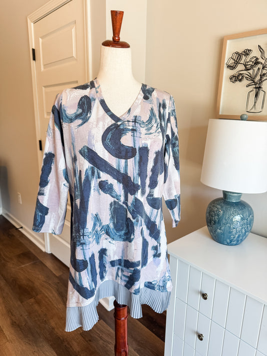 Gray Purple Navy Print Tunic S