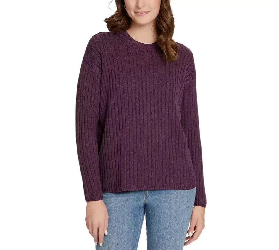 Purple Ribbed Sweater L