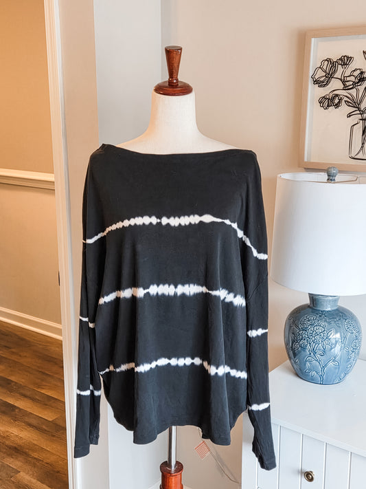 Black White Cotton Tie Dye Top S