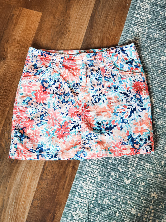 Peach Navy Floral Skirt 4