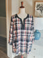 Red Black Tan Plaid Top 3X
