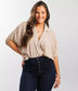 Tan Print Crossover Top XL