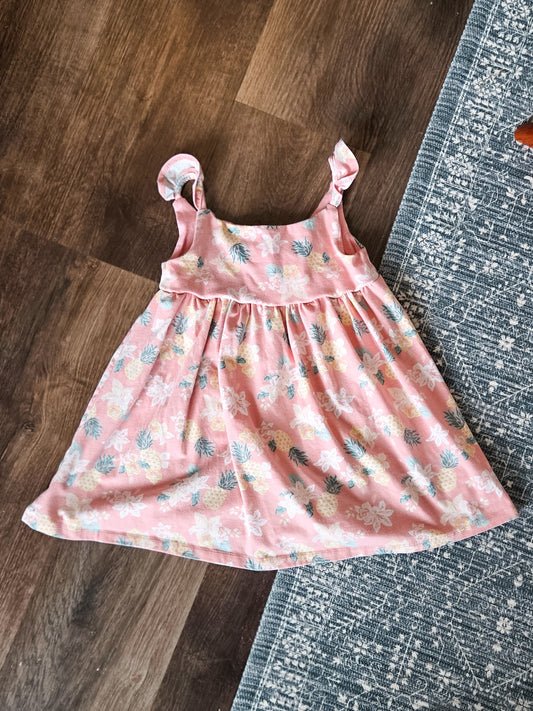 Peach Pineapple Print Dress 2T