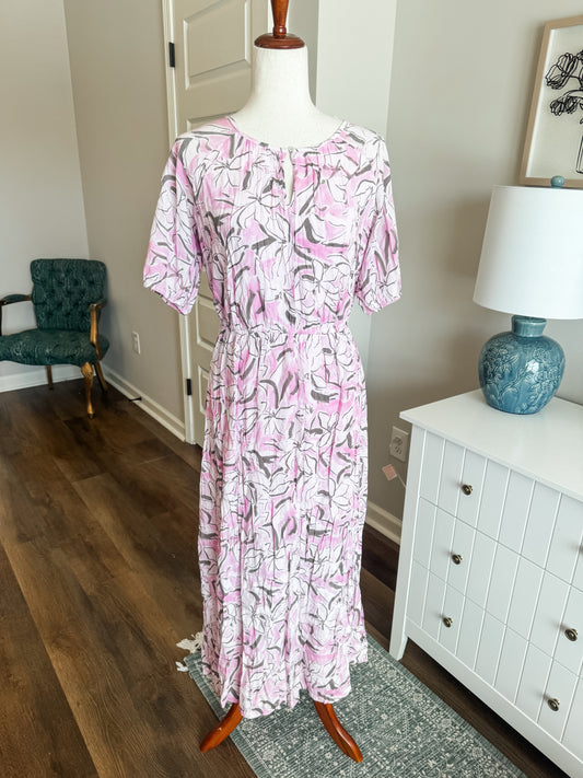 Purple Gray Print Maxi Dress M